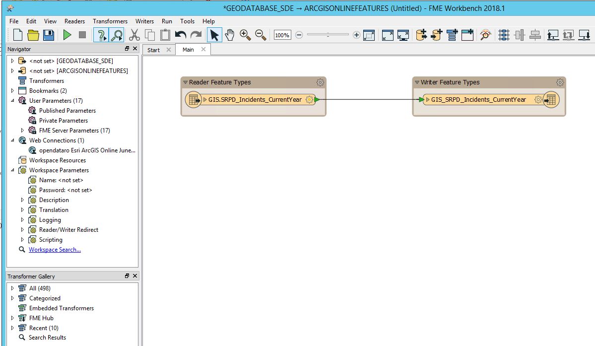 Sample of FME Script to push table data from SDE to AGOL